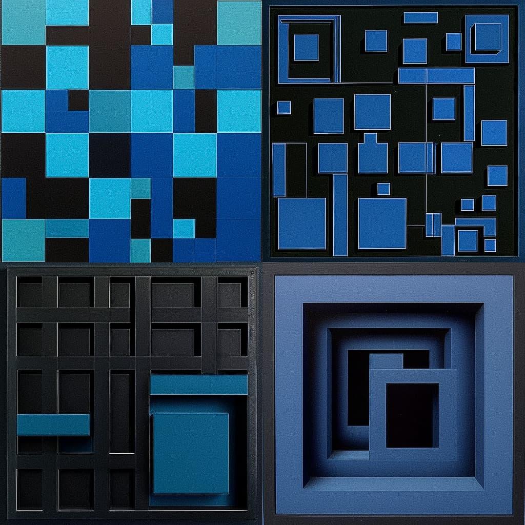 Ad Reinhardt style, Midjourney V4, render 1 of 4