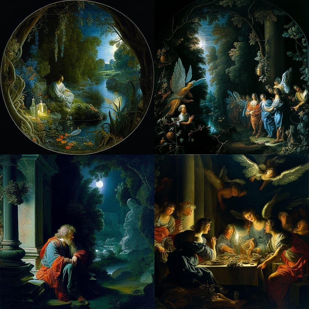 Adam Elsheimer style, Midjourney V4, render 1 of 4
