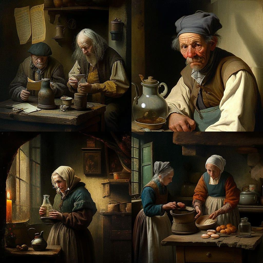 Adriaen Brouwer style, Midjourney V4, render 1 of 4