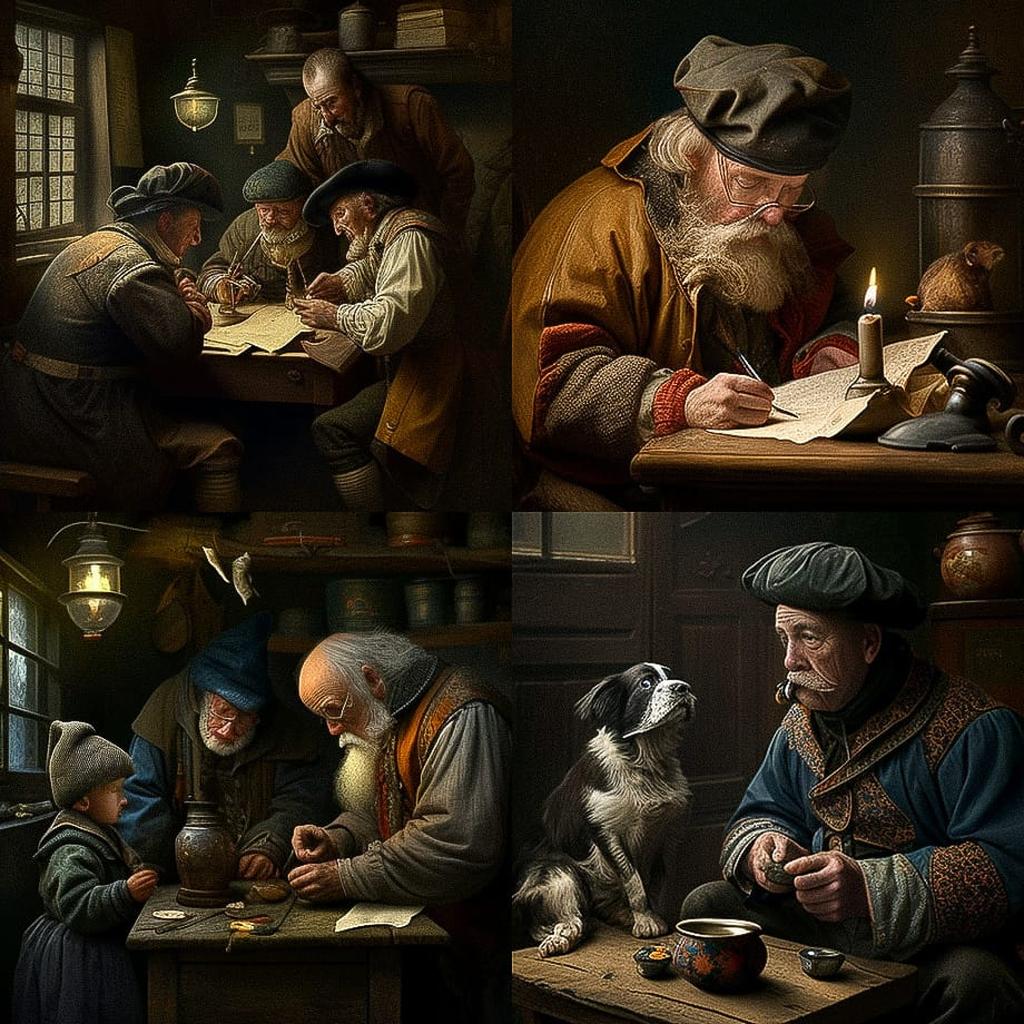 Adriaen van Ostade style, Midjourney V4, render 1 of 4