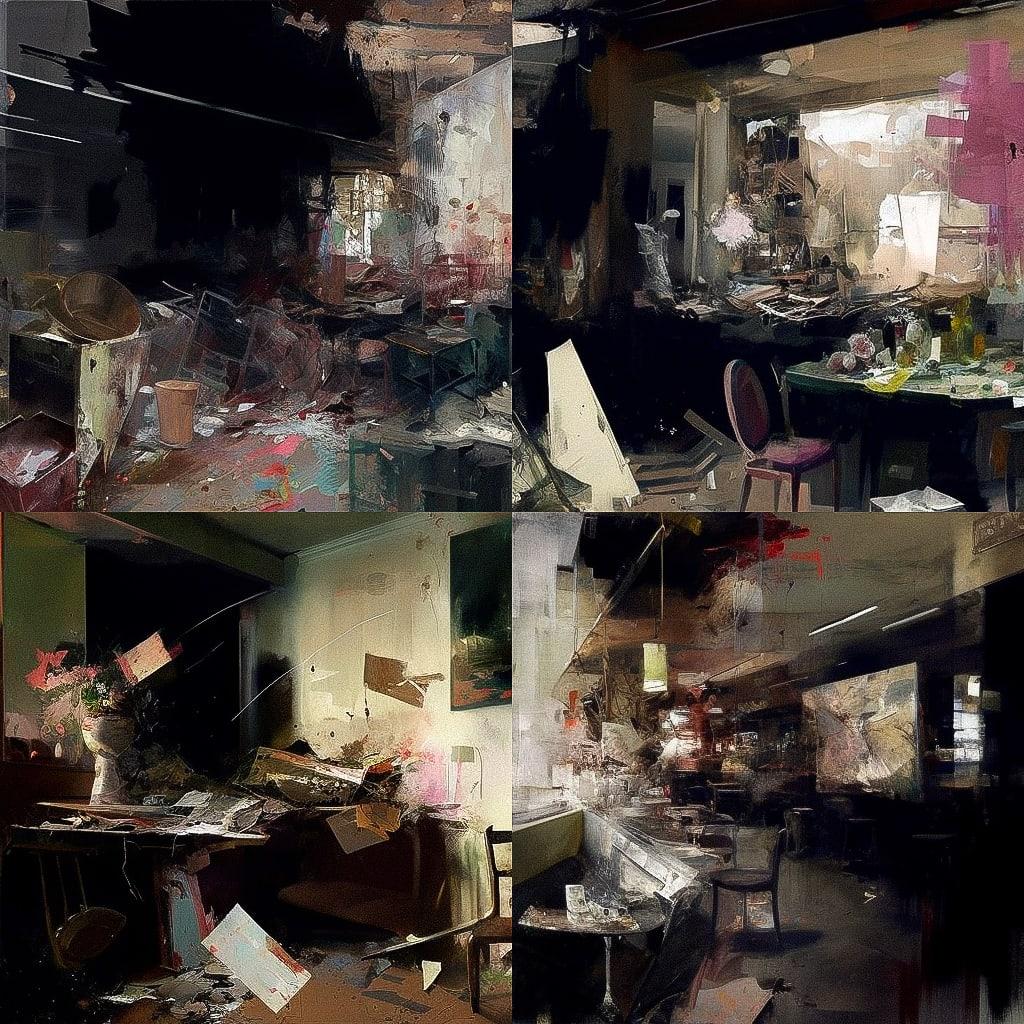 Adrian Ghenie style, Midjourney V4, render 1 of 4