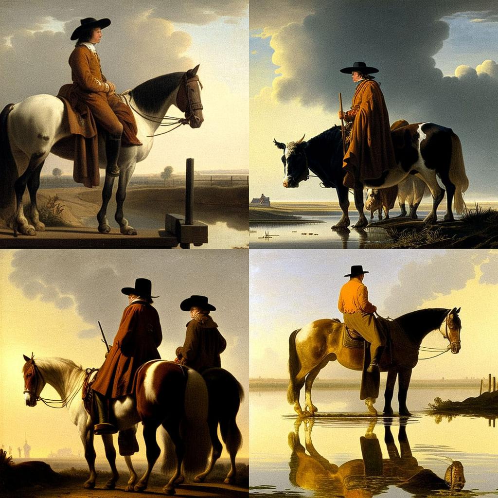Aelbert Cuyp style, Midjourney V4, render 1 of 4