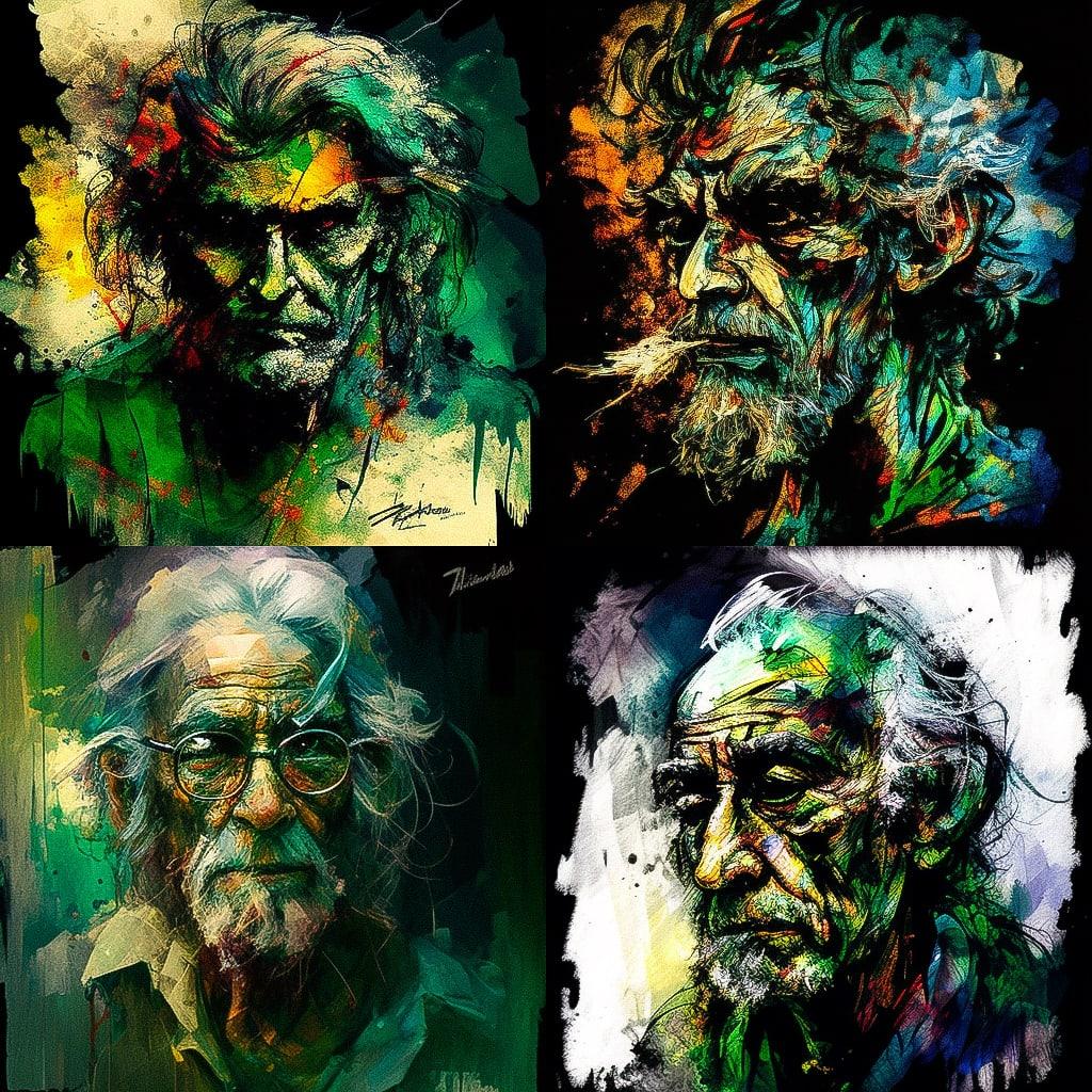 Affandi style, Midjourney V4, render 1 of 4