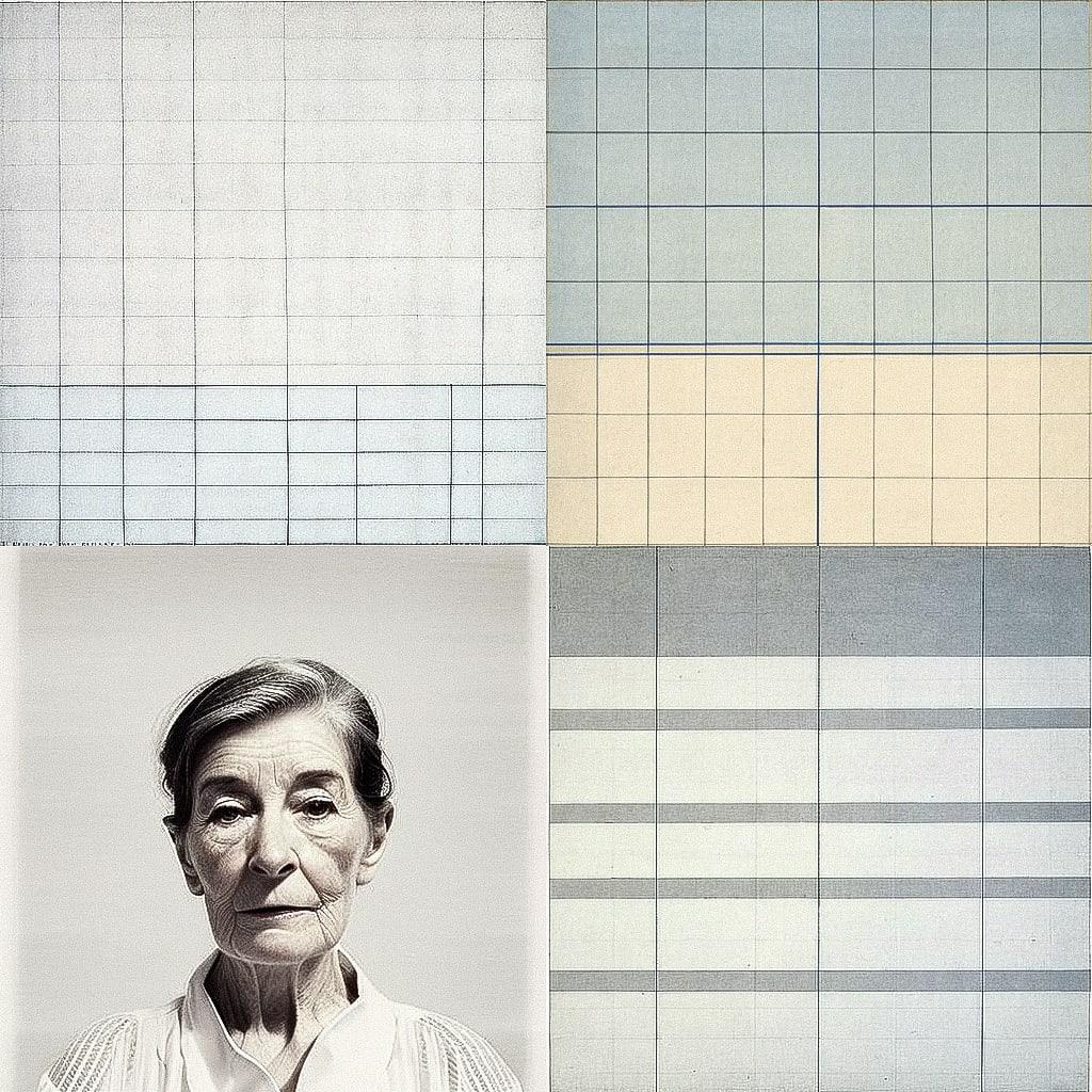 Agnes Martin style, Midjourney V4, render 1 of 4