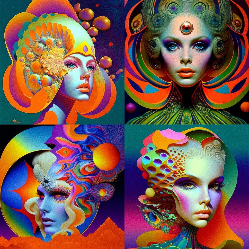 Alan Aldridge style, Midjourney V4, render 1 of 4