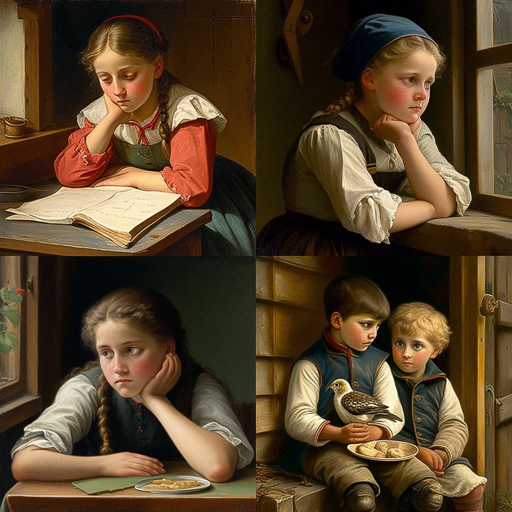 Albert Anker style, Midjourney V4, render 1 of 4