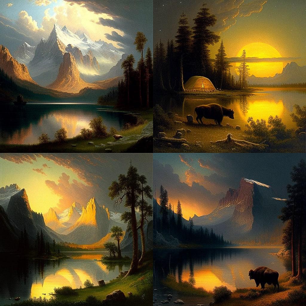 Albert Bierstadt style, Midjourney V4, render 1 of 4