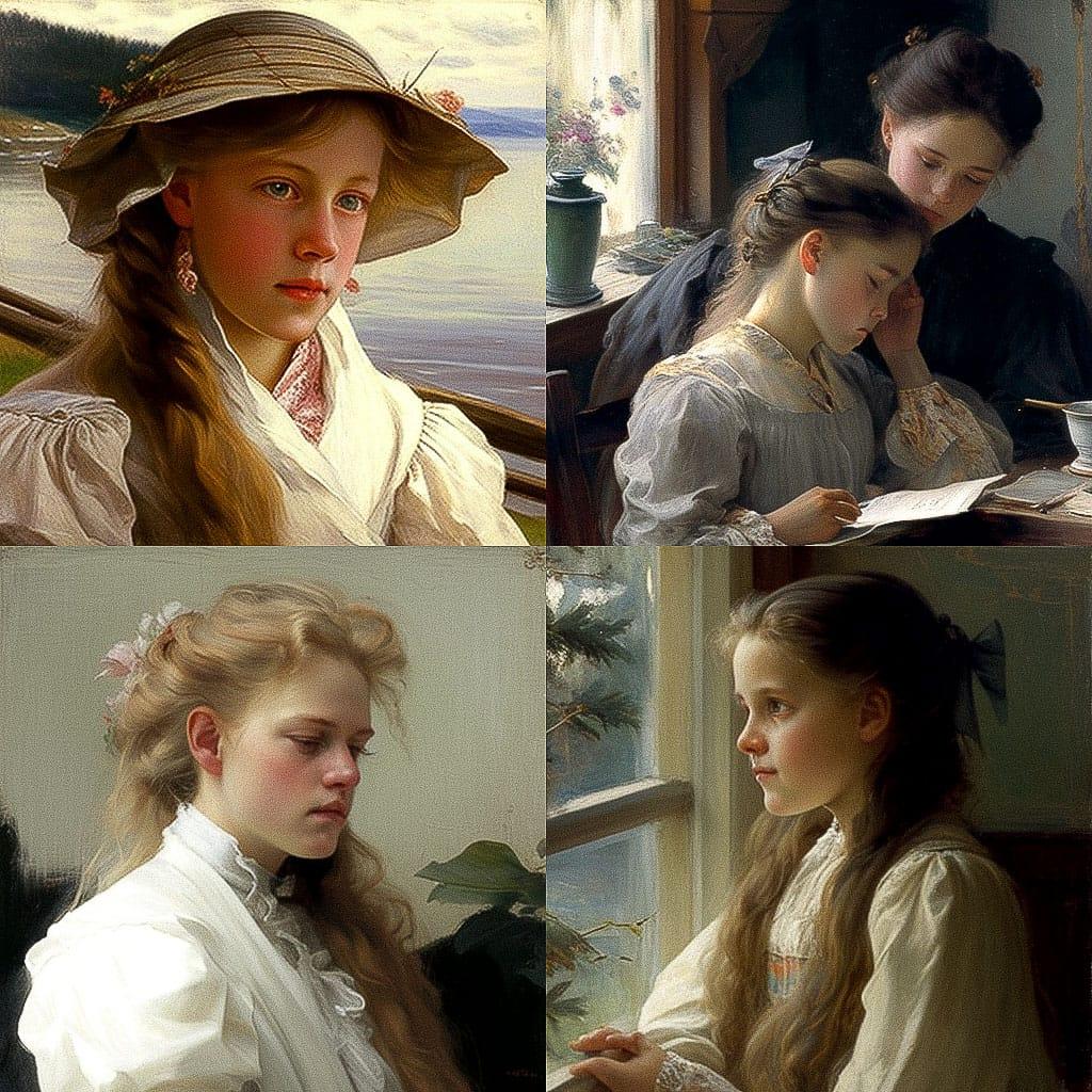 Albert Edelfelt style, Midjourney V4, render 1 of 4