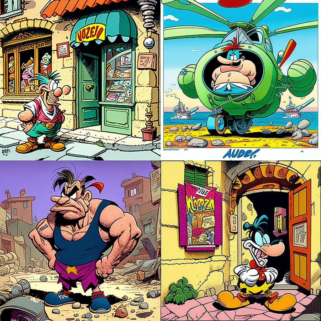 Albert Uderzo style, Midjourney V4, render 1 of 4