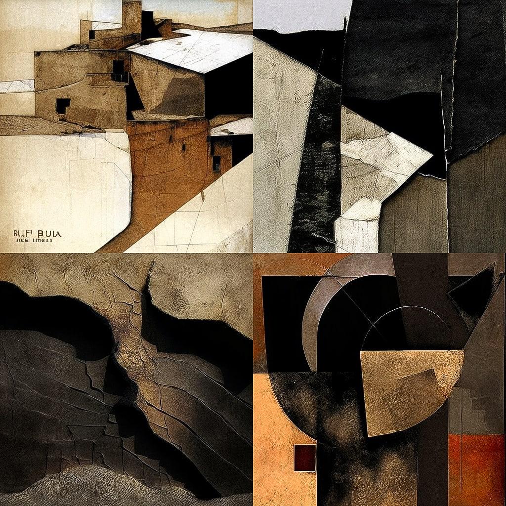 Alberto Burri style, Midjourney V4, render 1 of 4