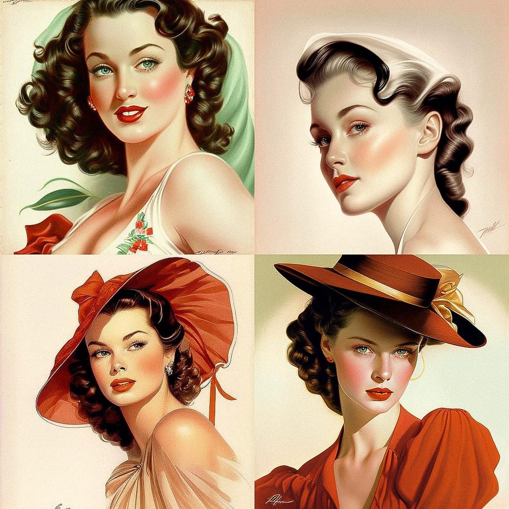 Alberto Vargas style, Midjourney V4, render 1 of 4