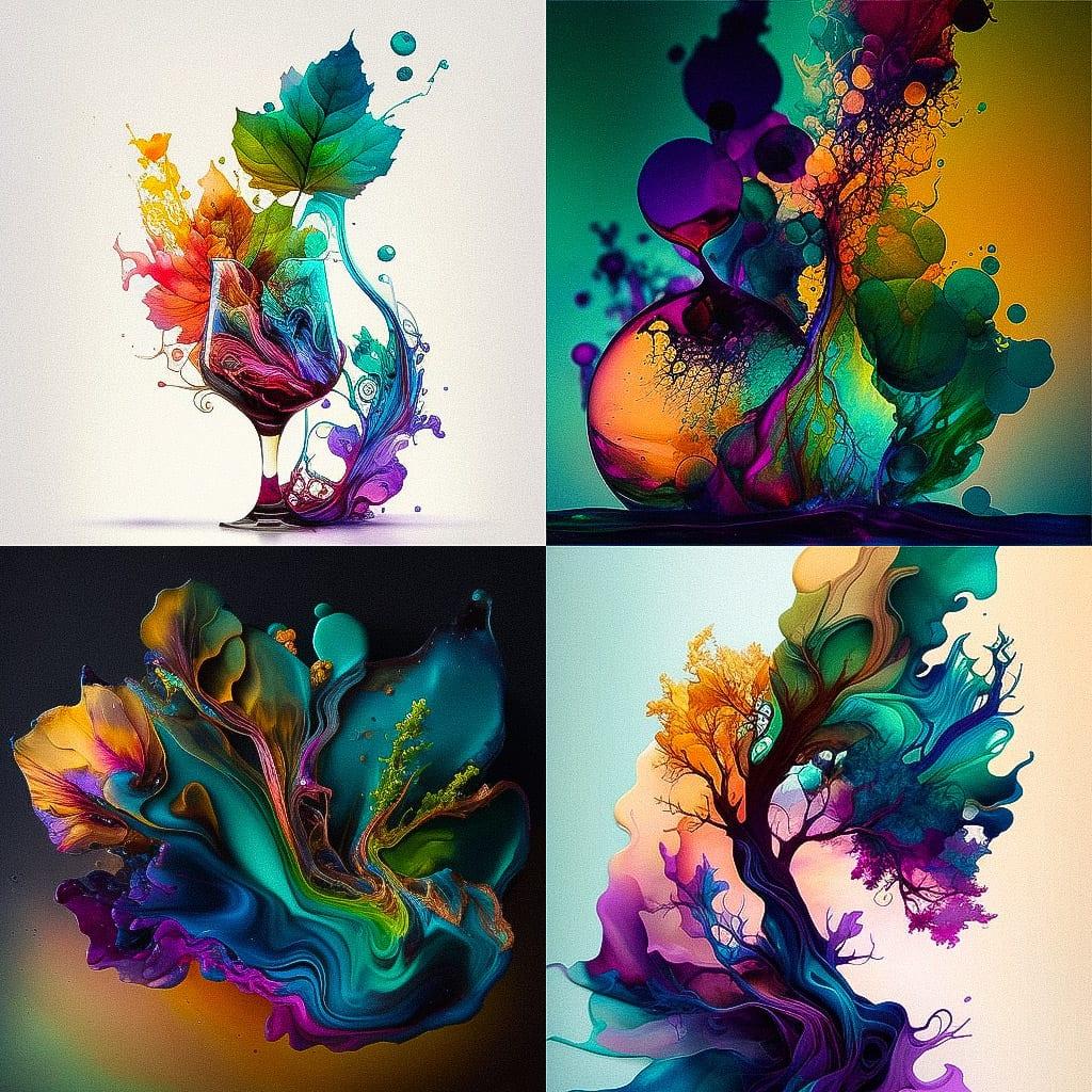 Alcohol ink style, Midjourney V4, render 1 of 4