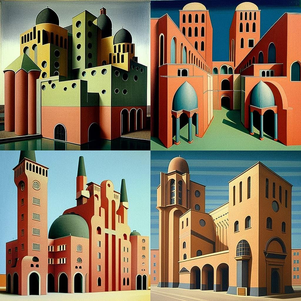 Aldo Rossi style, Midjourney V4, render 1 of 4