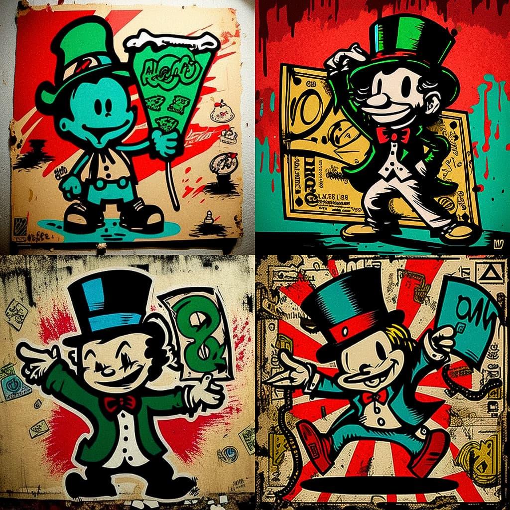 Alec Monopoly style, Midjourney V4, render 1 of 4