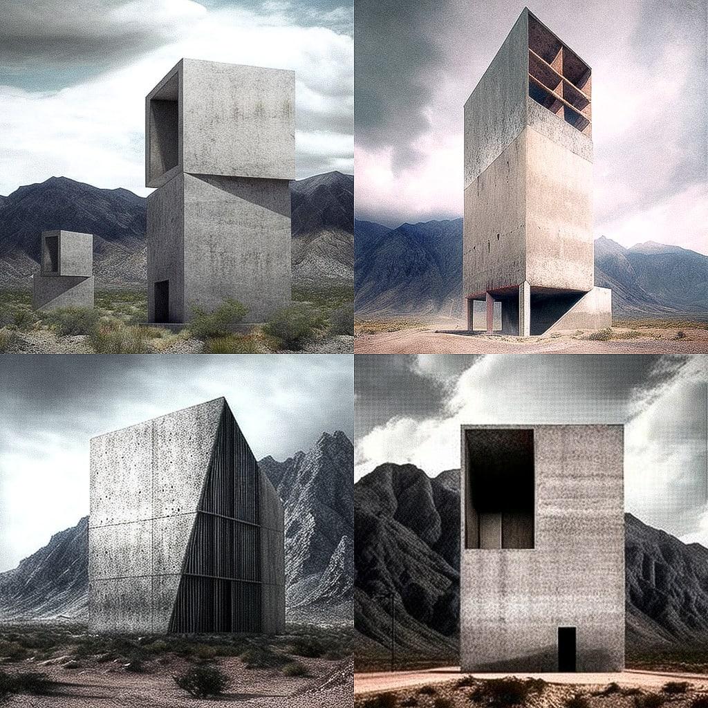 Alejandro Aravena style, Midjourney V4, render 1 of 4