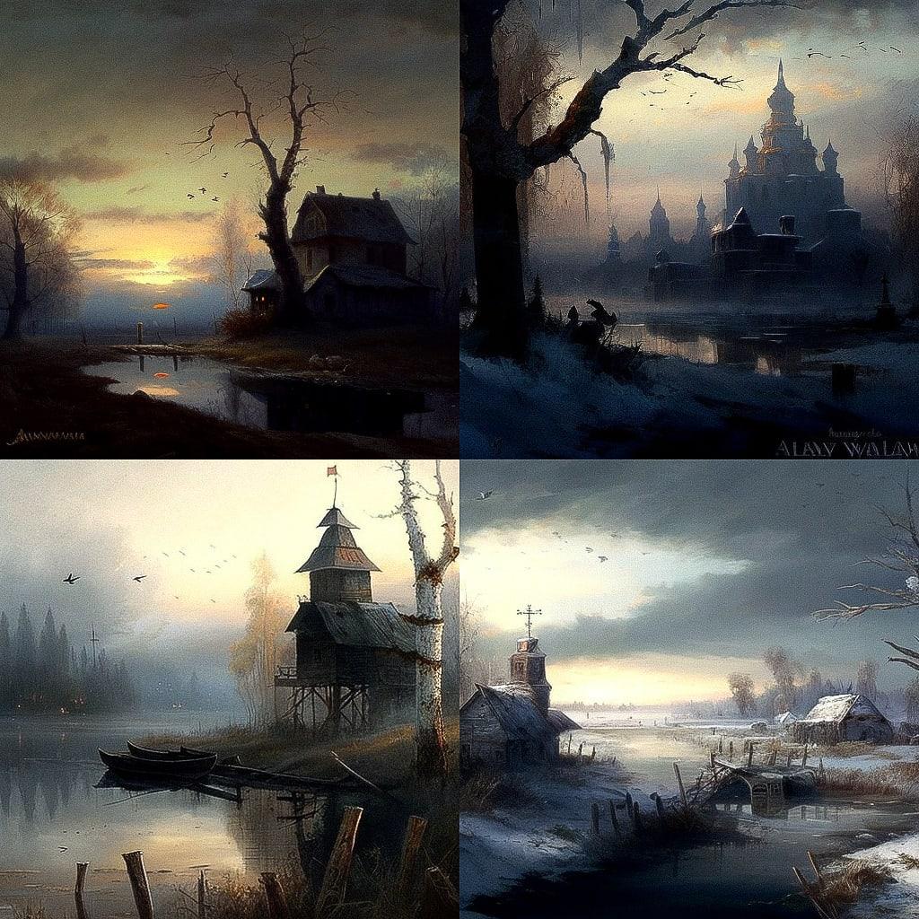 Aleksey Savrasov style, Midjourney V4, render 1 of 4