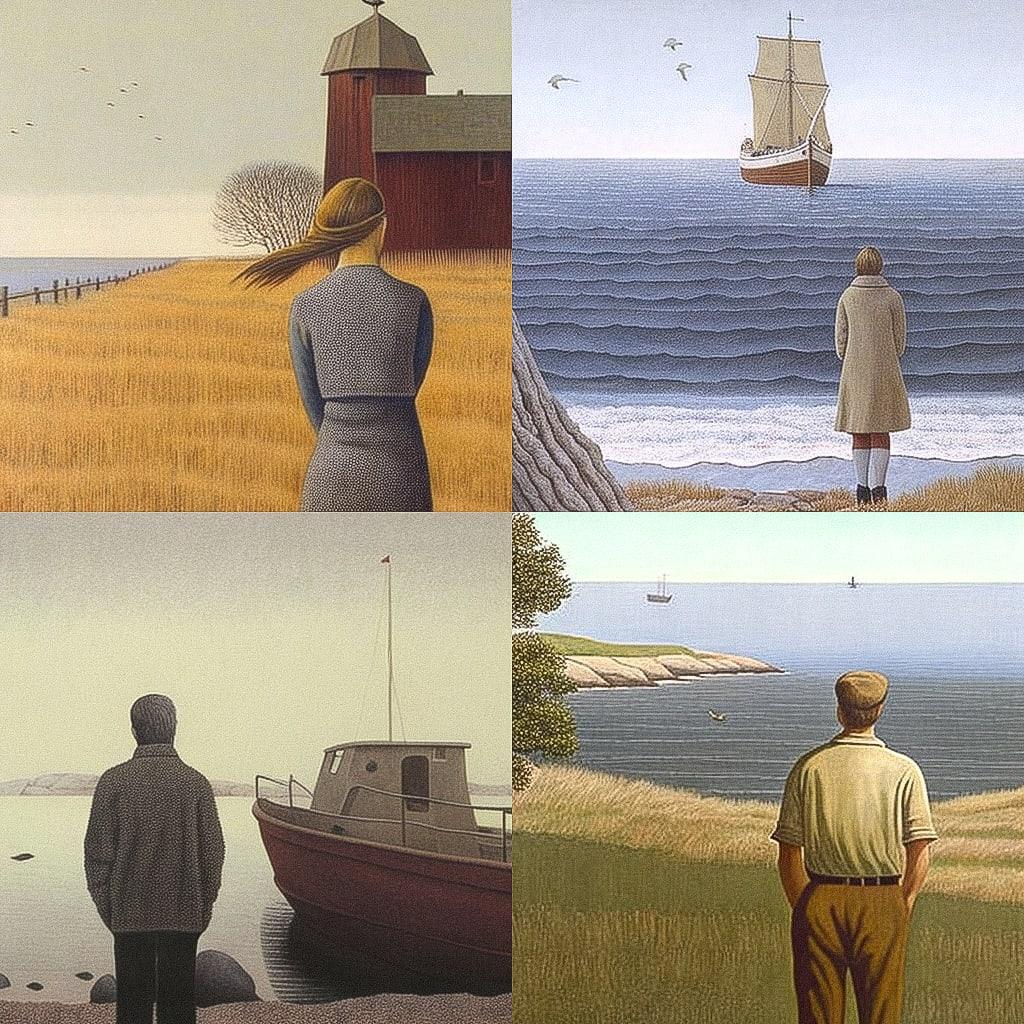 Alex Colville style, Midjourney V4, render 1 of 4