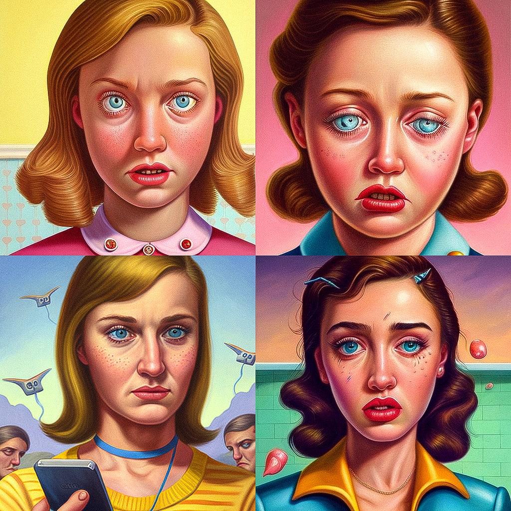 Alex Gross style, Midjourney V4, render 1 of 4
