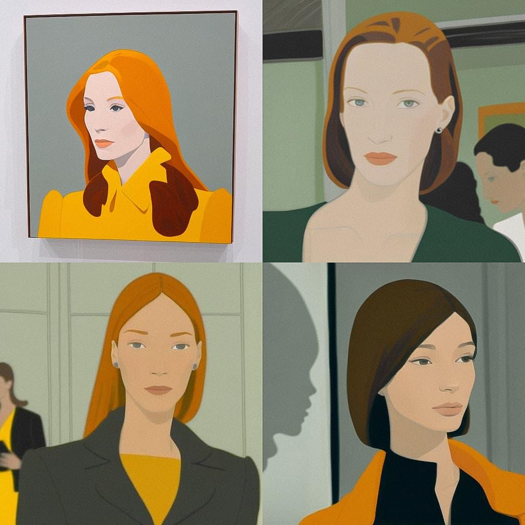 Alex Katz style, Midjourney V4, render 1 of 4