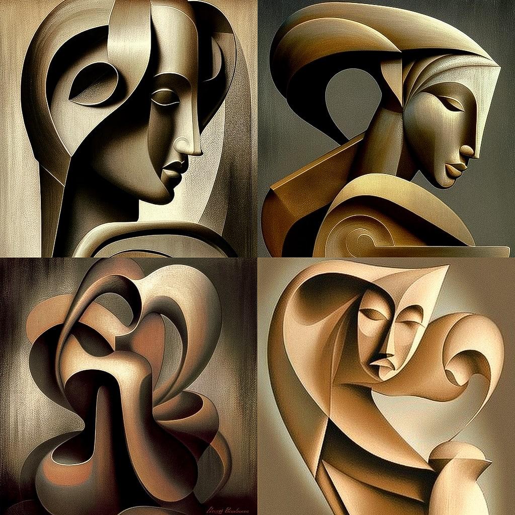 Alexander Archipenko style, Midjourney V4, render 1 of 4