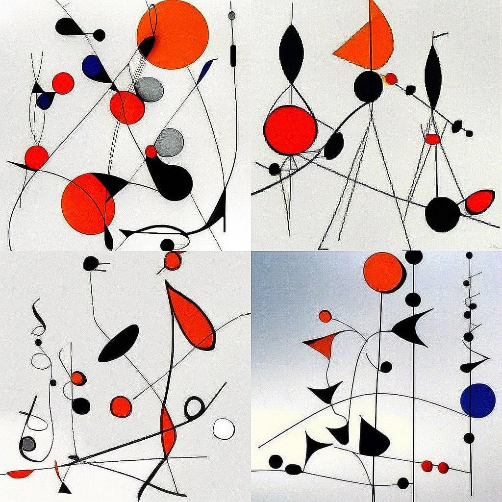 Alexander Calder style, Midjourney V4, render 1 of 4