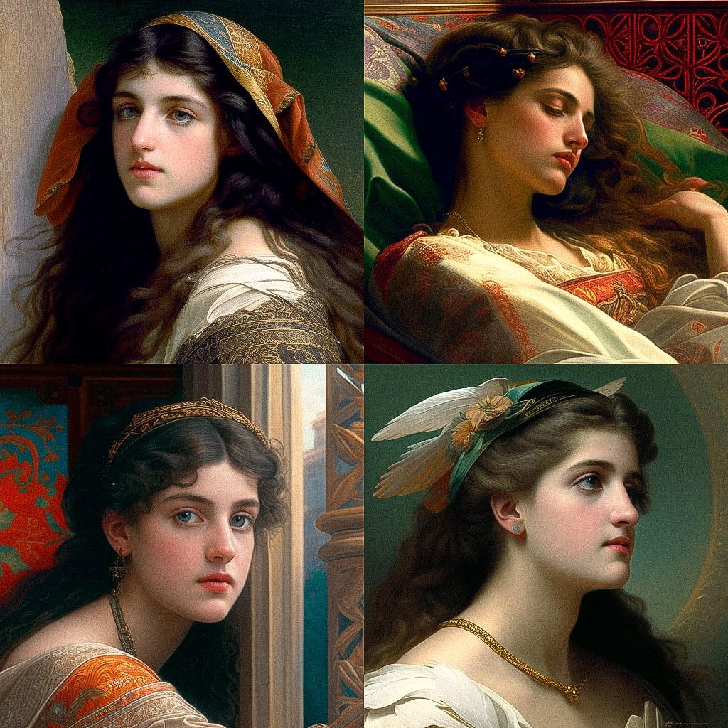 Alexandre Cabanel style, Midjourney V4, render 1 of 4