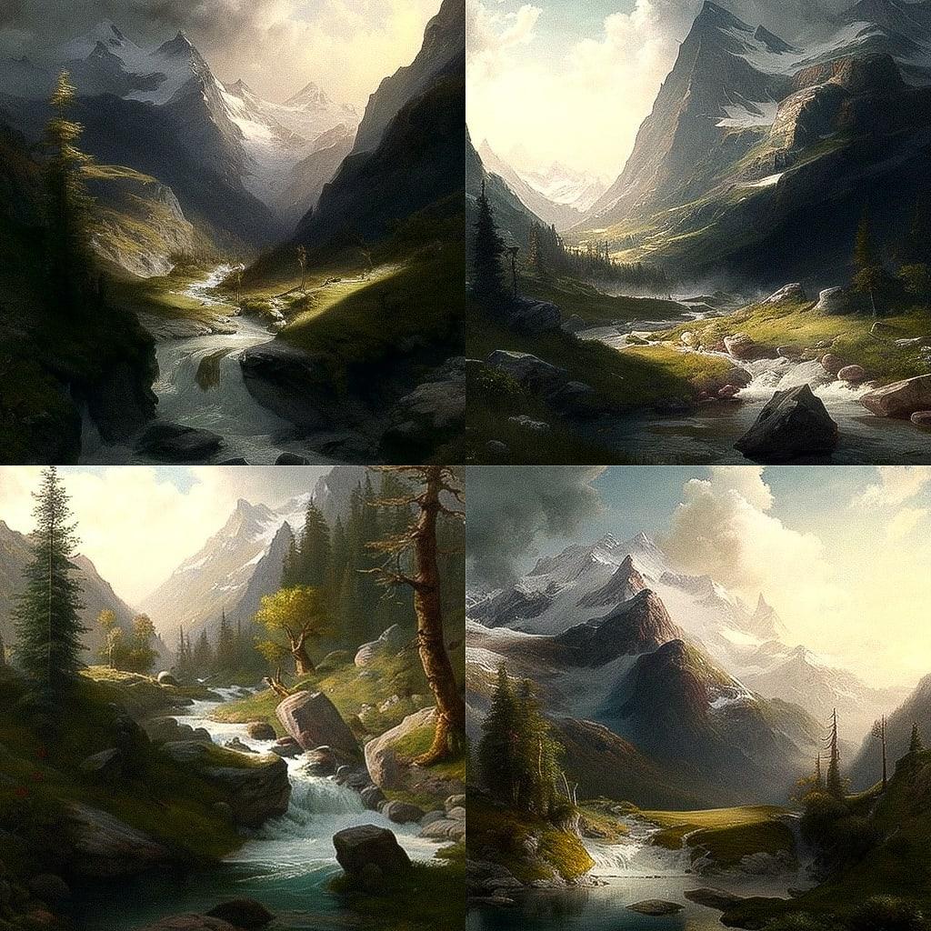 Alexandre Calame style, Midjourney V4, render 1 of 4