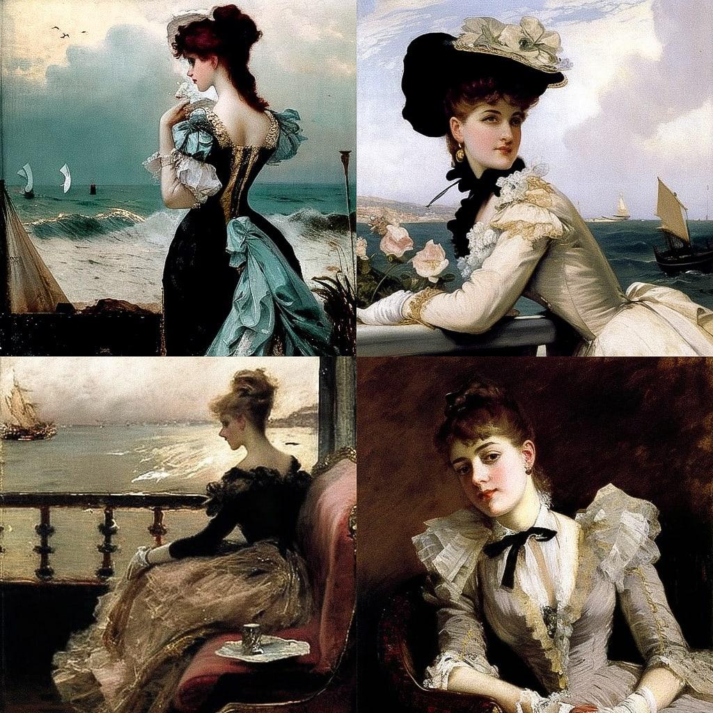 Alfred Stevens style, Midjourney V4, render 1 of 4