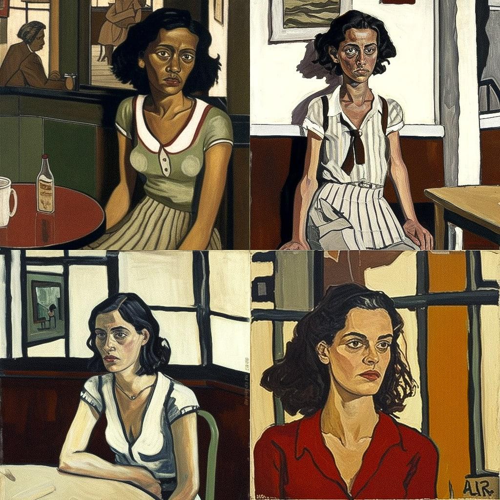 Alice Neel style, Midjourney V4, render 1 of 4