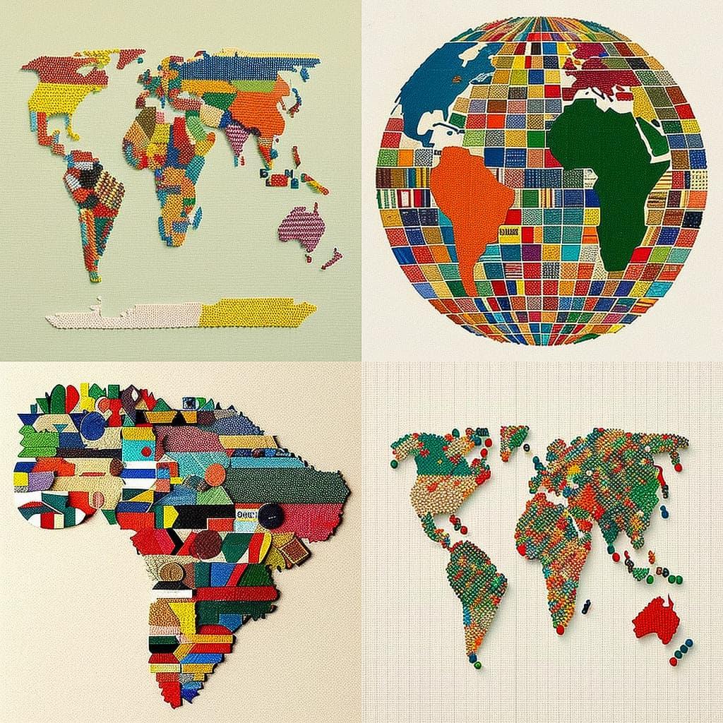 Alighiero Boetti style, Midjourney V4, render 1 of 4