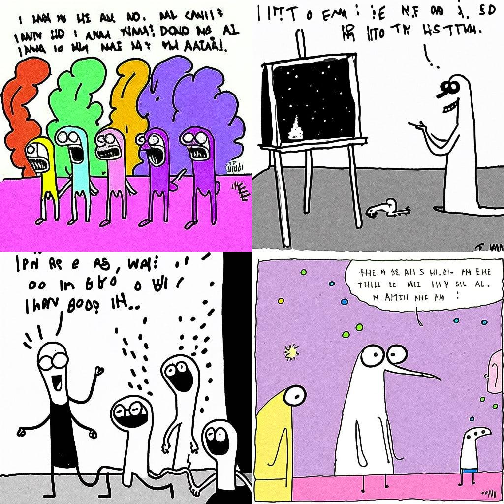 Allie Brosh style, Midjourney V4, render 1 of 4