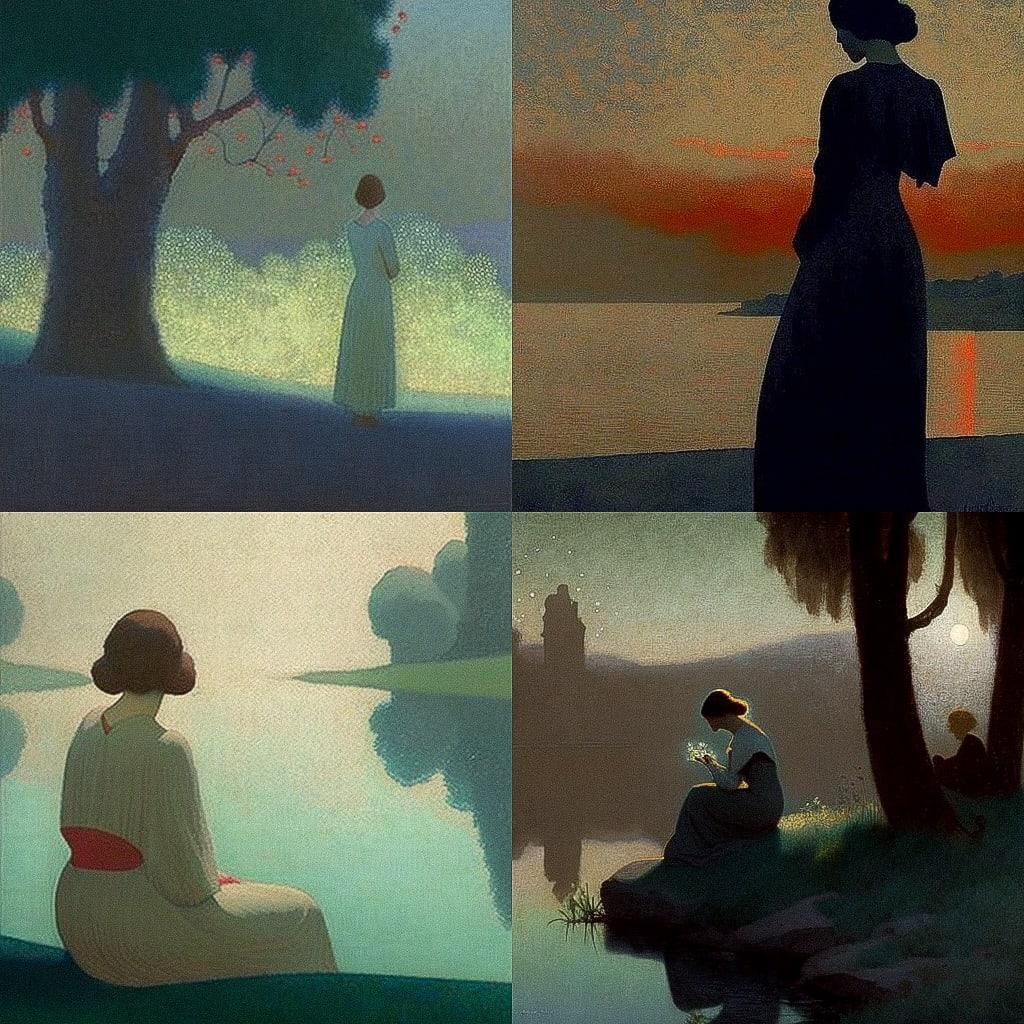 Alphonse Osbert style, Midjourney V4, render 1 of 4
