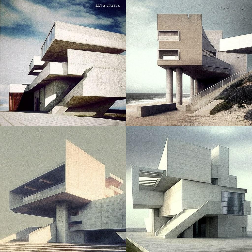 Alvaro Siza style, Midjourney V4, render 1 of 4