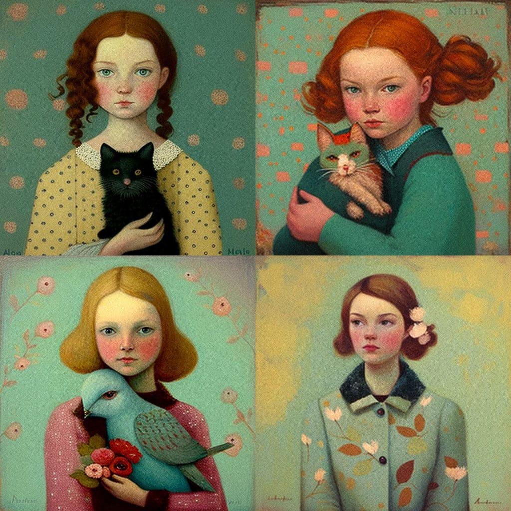 Amanda Blake style, Midjourney V4, render 1 of 4