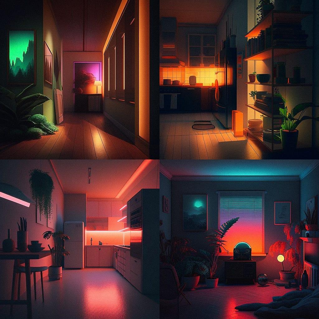 Ambient lighting style, Midjourney V4, render 1 of 4