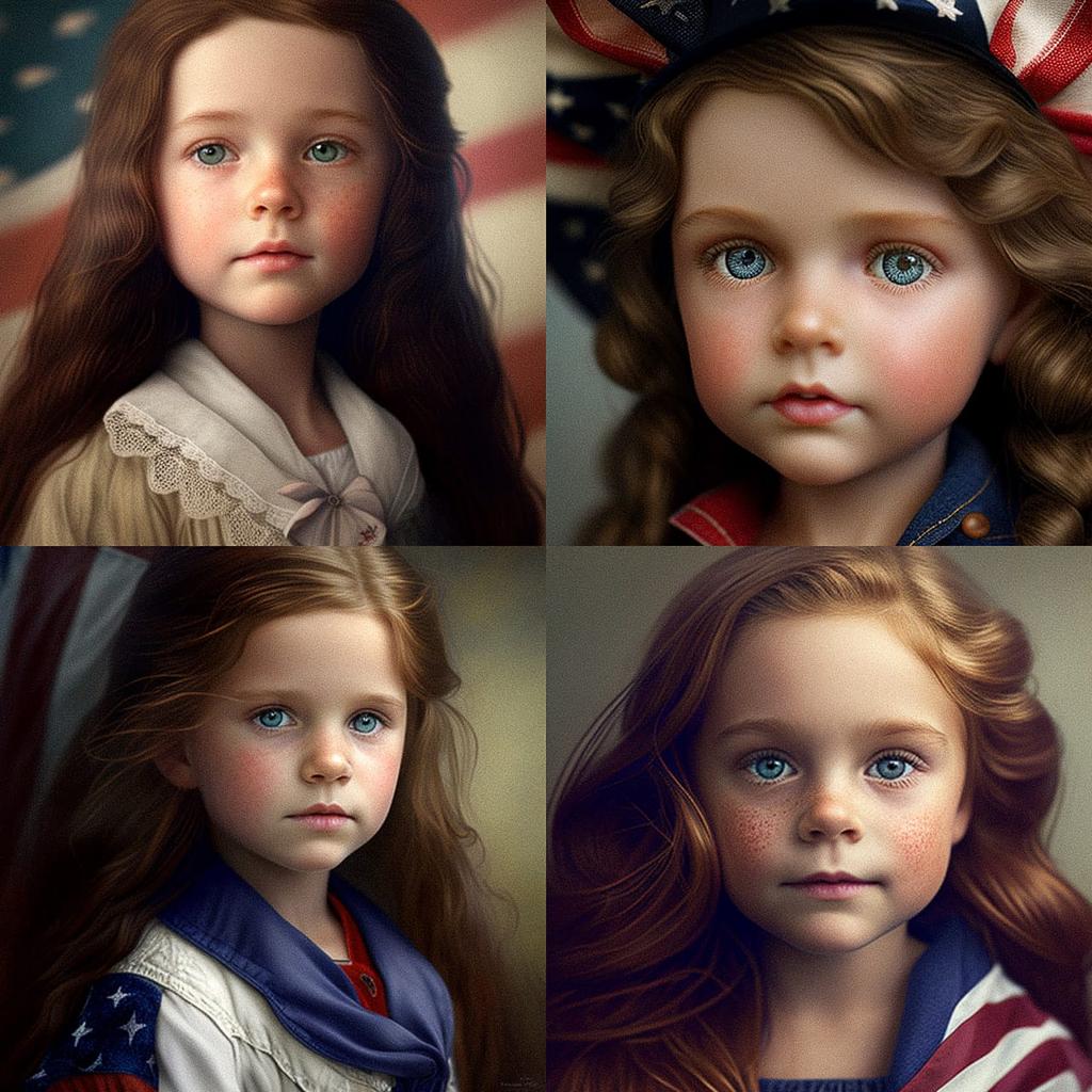 American Girl doll style, Midjourney V4, render 1 of 4