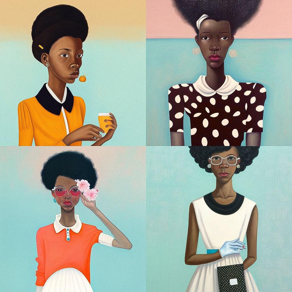 Amy Sherald style, Midjourney V4, render 1 of 4