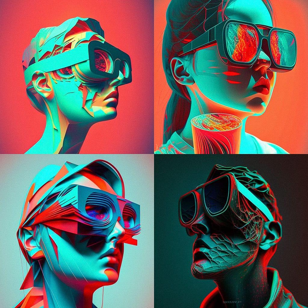 Anaglyph colors style, Midjourney V4, render 1 of 4