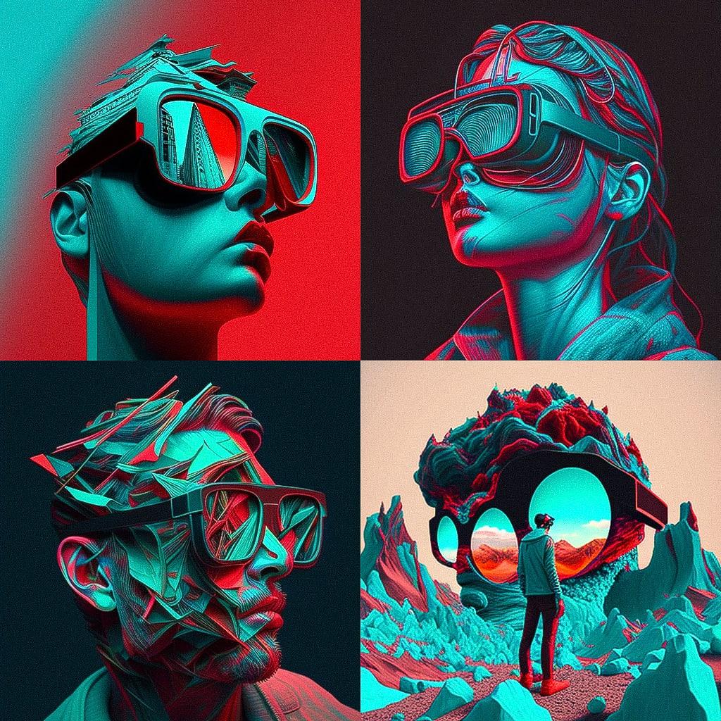 Anaglyph style, Midjourney V4, render 1 of 4
