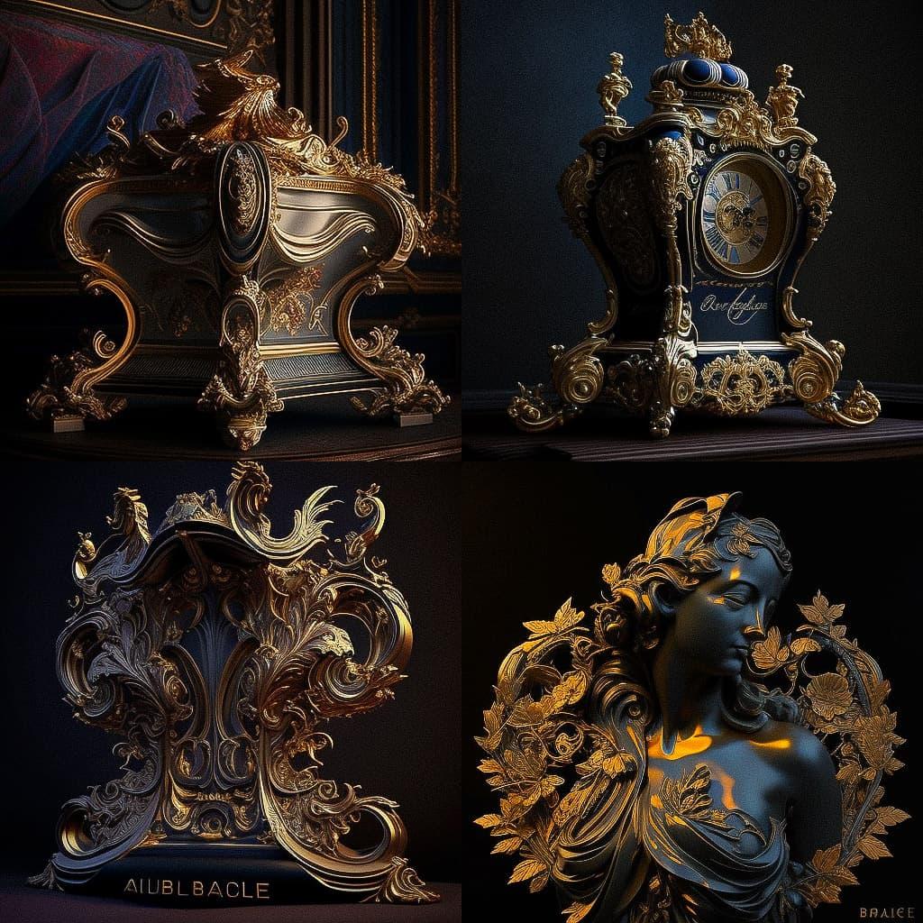 Andre-Charles Boulle style, Midjourney V4, render 1 of 4