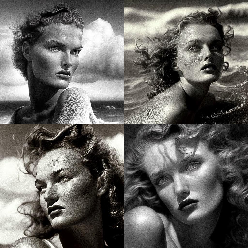 Andre de Dienes style, Midjourney V4, render 1 of 4