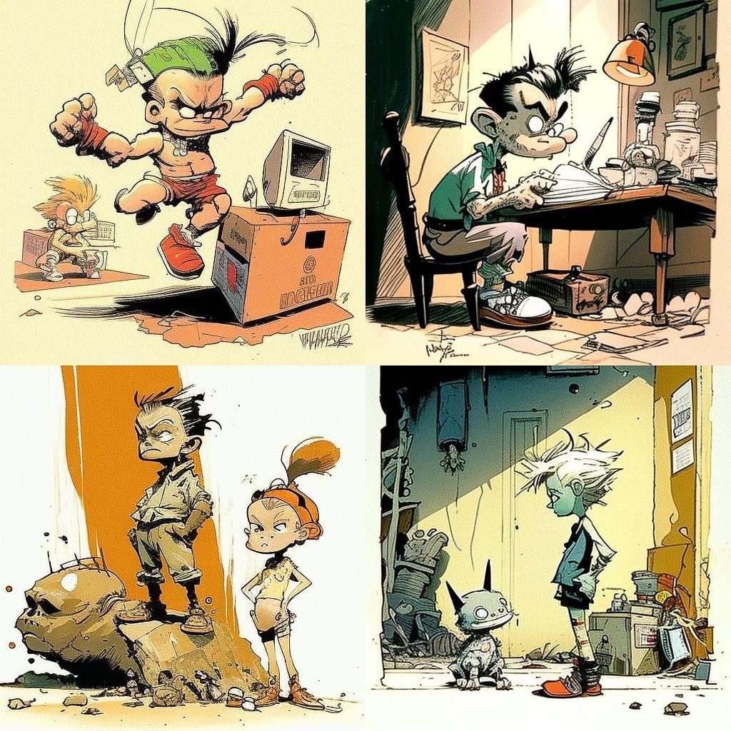 André Franquin style, Midjourney V4, render 1 of 4
