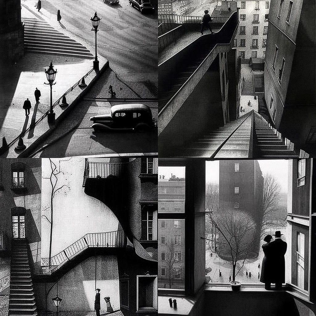 Andre Kertesz style, Midjourney V4, render 1 of 4