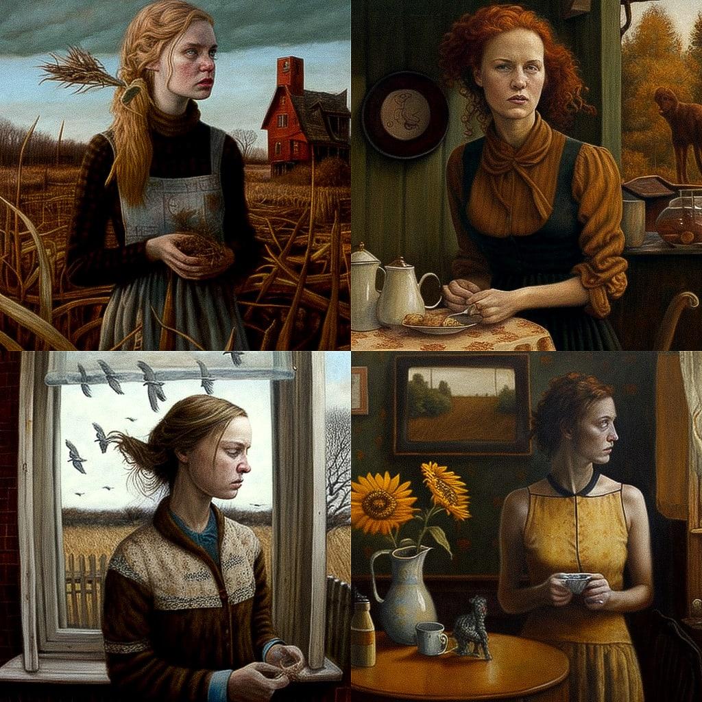 Andrea Kowch style, Midjourney V4, render 1 of 4