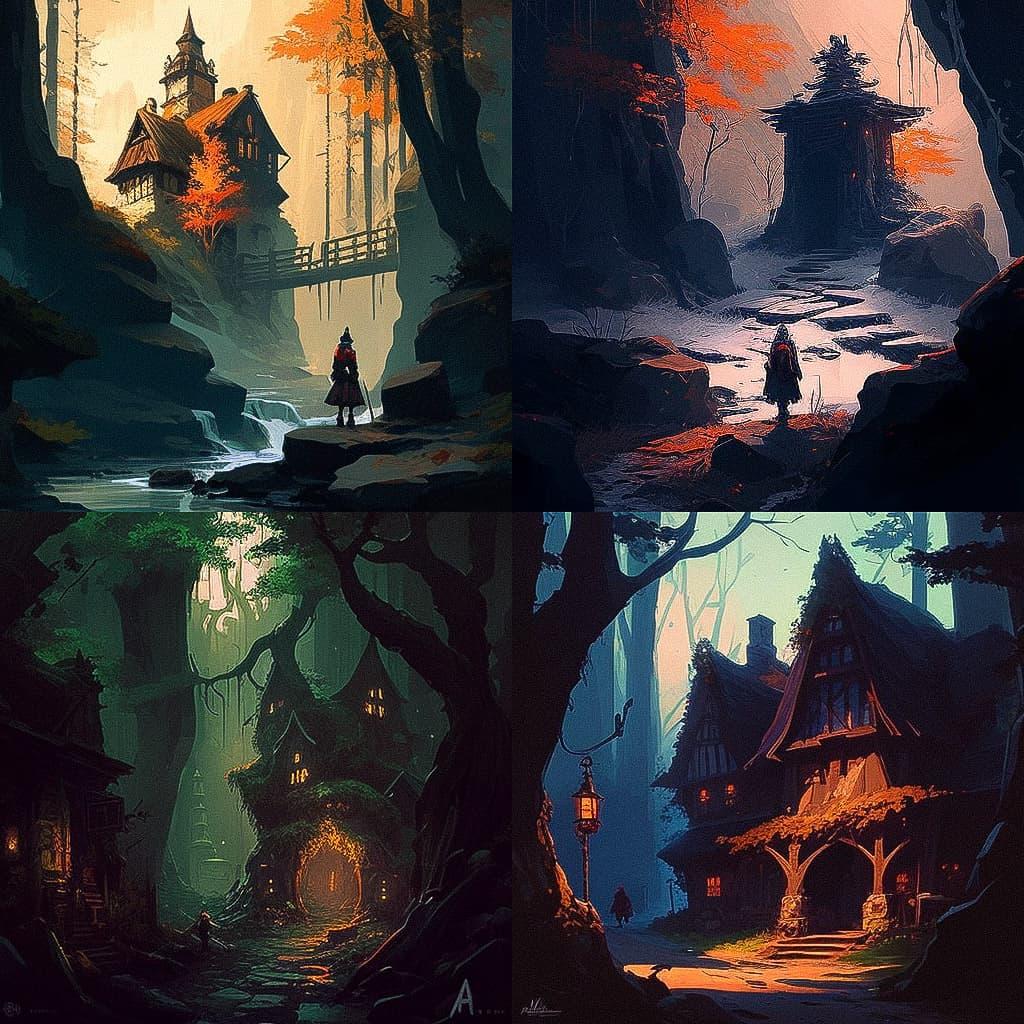 Andreas Rocha style, Midjourney V4, render 1 of 4