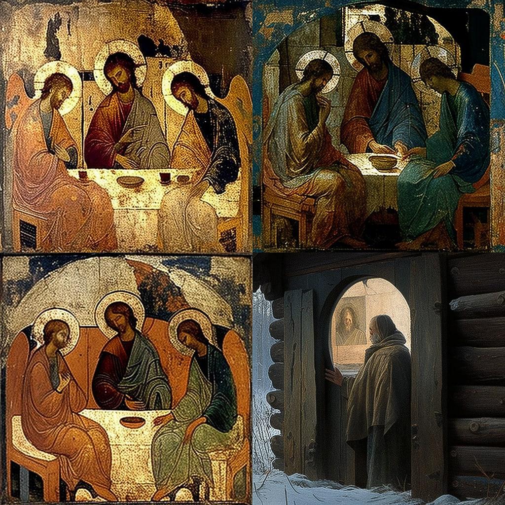 Andrei Rublev style, Midjourney V4, render 1 of 4