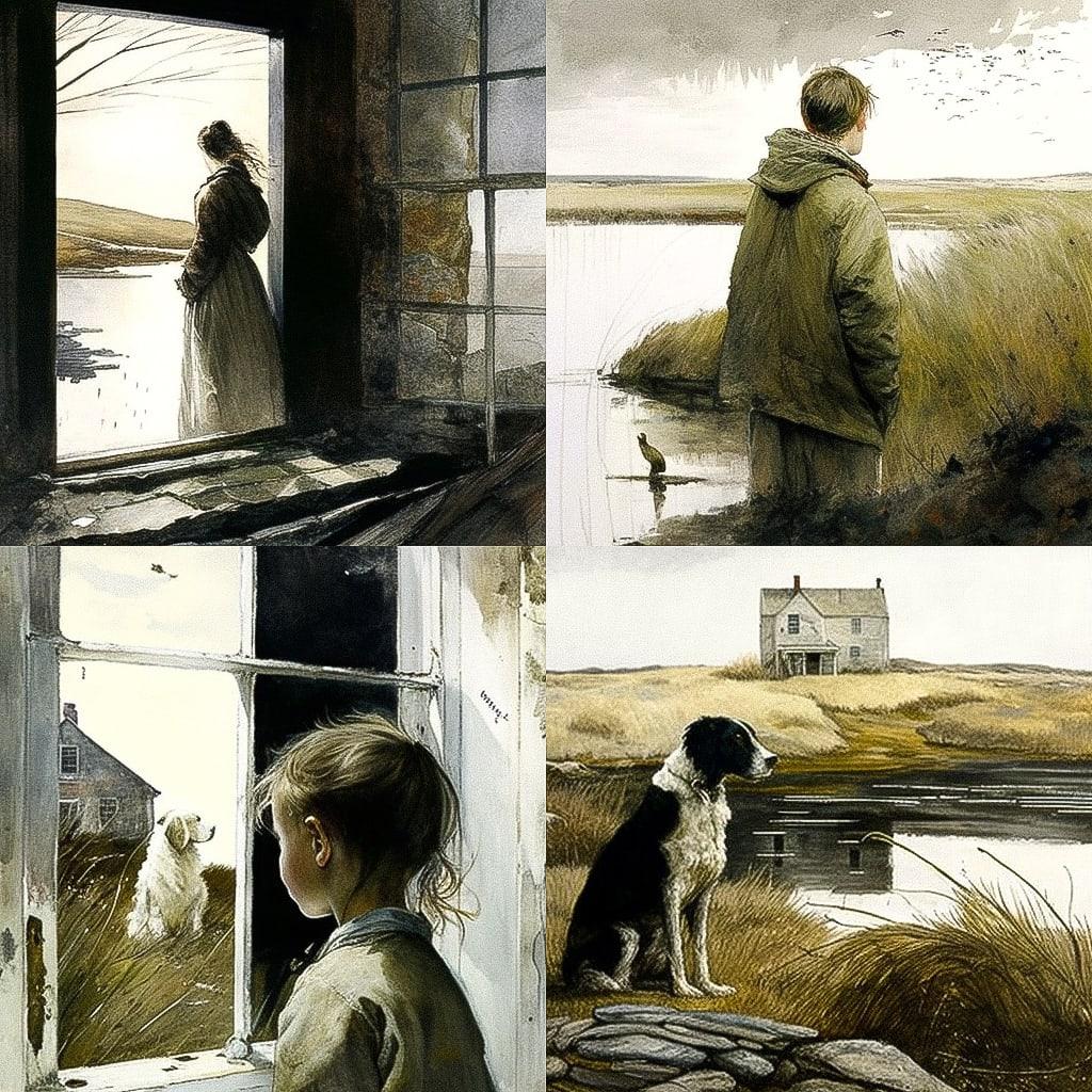 Andrew Wyeth style, Midjourney V4, render 1 of 4