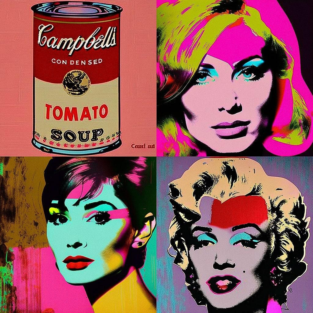 Andy Warhol style, Midjourney V4, render 1 of 4