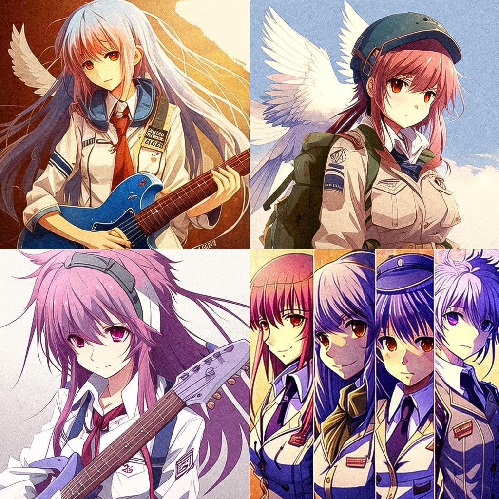 Angel Beats style, Midjourney V4, render 1 of 4