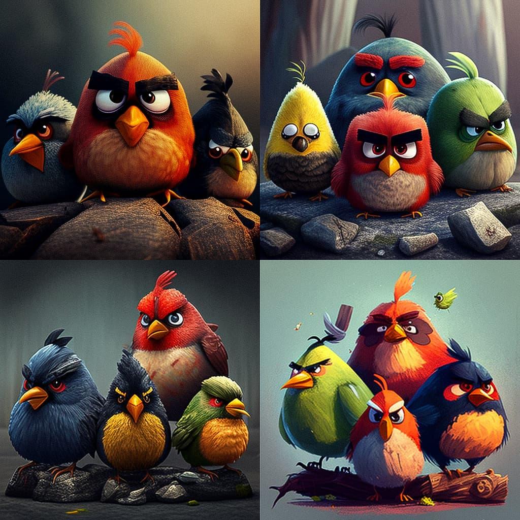 Angry Birds style, Midjourney V4, render 1 of 4
